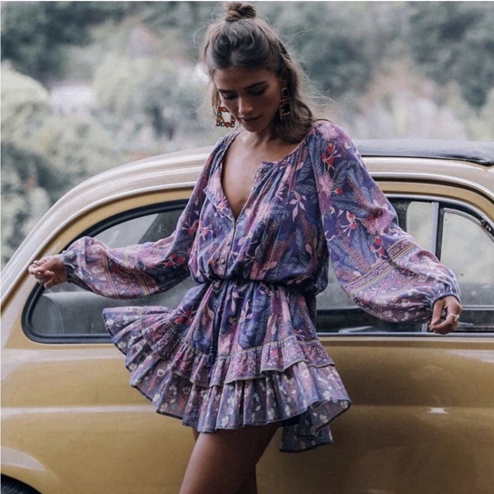 SPELL Bianca Long Sleeve Dress in Wisteria